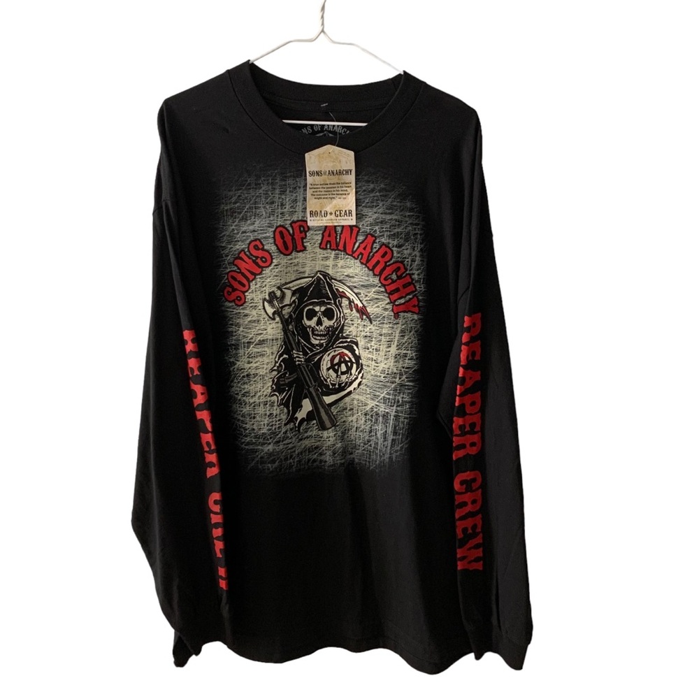Sons of Anarchy Long Sleeve T Shirt Size Large Black Reaper Crew Biker